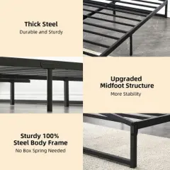 6/10 Inch Twin/Full/Queen/King Size Platform Metal Bed Frame Low Profile with Storage_Black/White