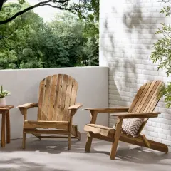 Hanlee Set of 2 Folding Wood Adirondack Chair - Christopher Knight Home