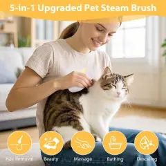 BABYYER 5 in 1 Cat Steam Brush - Anti-static & Low-noise Cat Brushes for Indoor Cats - Suitable for Long & Short-haired Variety of Pets