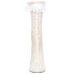 Memoi Women's Heart Vine Lace Crew Socks White 9-11