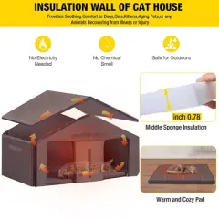 Aivituvin Insulated Outdoor Feral Cat House| Removable Soft Liner Included-AIR92-IN