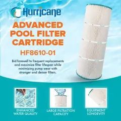 Hurricane 2 Pack HF8610-01 Advanced Pool Filter Cartridge Replacement for PA100, Unicel C-8610, Filbur FC-1290, Hayward Star Clear II C1100