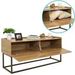 Sunnydaze Indoor Industrial-Style Sideboard Buffet Table - MDP with Powder-Coated Steel Frame - Brown