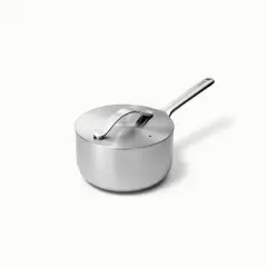 Caraway Home 3qt Stainless Steel Sauce Pan with Lid: Lifetime Warranty, Hand Wash, Gas & Electric Compatible