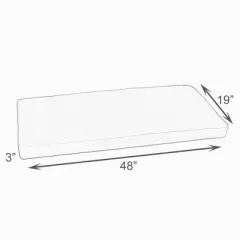 Sunbrella 48" x 19" x 3" Canvas Outdoor Corded Bench Cushion Black