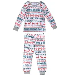cheibear Christmas Sleepwear Long Sleeve Tee with Pants Loungewear Family Pajama Sets