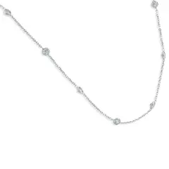 Pompeii3 1 1/2 Ctw Diamond Bezel Station Necklace 14K White Gold 18"