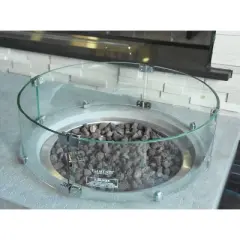 Manchester Round Tempered Glass Wind Screen for Outdoor Fire Pit - Elementi