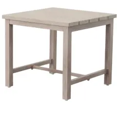 CAVINAS Durable Outdoor Side Table,22.5" Aluminum Patio Table with White Birch Look,Adjustable Levelers, Perfect Small End Table for Garden,Gray