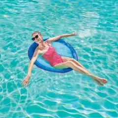 SwimWays Spring Float Papasan Inflatable Pool Lounger with Hyper-Flate Valve - Aqua: 1 Person Capacity