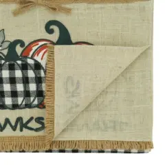 Saro Lifestyle Plaid Table Runner With Thanksgiving Pumpkins Design, Black, 16" x 70"