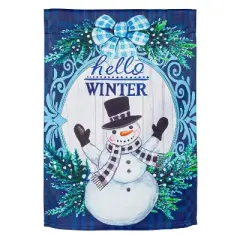 Evergreen Garden Flag Winter Snowman Suede Double Sided Indoor Outdoor Decor 18" x 12.5"