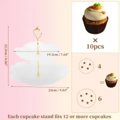 Unique Bargains 2 Tier Dessert Cupcake Stand Flower Shape Cup Cake Holder Tower White Gold Tone