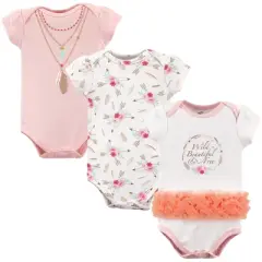 Little Treasure Baby Girl Cotton Bodysuits 3pk, Boho