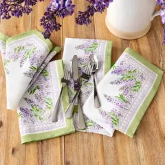 Lilac Garden Floral Dinner Napkins, Set of 4 - Multicolor - 17x17 - Elrene Home Fashions