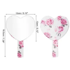Unique Bargains Heart Shape Makeup Mirror Pink White 1 Pc
