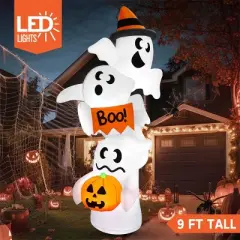 Joyfy 9FT Halloween Inflatable Outdoor Decorations, Overlap Ghost Inflatable with LEDs for Halloween Indoor Outdoor Yard Garden Lawn Party Decoration