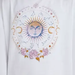 Girls' Long Sleeve Zodiac Oversized Graphic T-Shirt - art class&trade; White