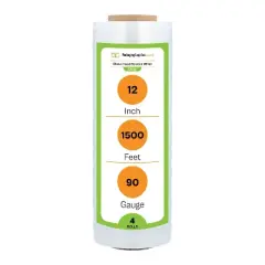 PSBM 4 Rolls Clear Blown Hand Stretch Wrap Pallet, 12 in. x 1500 Ft. x 90 Gauge