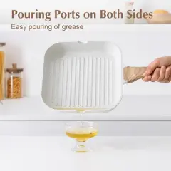 Attop Nonstick Ceramic Grill Pan for Stove Tops, Versatile Square Grilling Pan with Pour Spouts, Durable Grill Skillet 9.5Inch