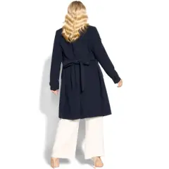 Women's Plus Size  So Sleek Coat - navy | CITY CHIC