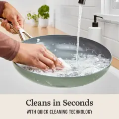 Calphalon 12" Ceramic Fry Pan with Lid Silver Ash: Nonstick, Anodized Aluminum, Oven & Dishwasher Safe, 10-Year Warranty