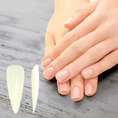 Unique Bargains Women's Seamless Pointed Fake Nails Beige 1 Set