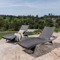 Thira 2pk Wicker Chaise Lounge Brown - Christopher Knight Home: Aluminum Frame, Weather-Resistant, No Assembly Required