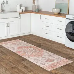nuLOOM Dawson Machine Washable Distressed Medallion Area Rug