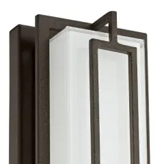 Possini Euro Design Belfonte Modern Outdoor Wall Light Fixtures Set of 2 Bronze Rectangular Frame LED 16 1/4" White Glass for Post Exterior