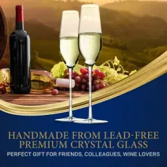 NutriChef Crystal Champagne Flutes - Ultra Clear, Elegant Champagne Glasses, Hand Blown