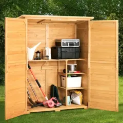 VEVOR Outdoor Storage Shed with Waterproof Roof and Metal Frame, Double Lockable Doors Garden Tool Shed Storage House Cabinet, 55"x67.5"