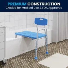 Flash Furniture HERCULES Series 300 Lb. Capacity Adjustable Bath & Shower Transfer Bench with Back and Side Arm