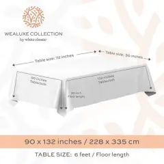 White Classic Premium Polyester Floor Length Tablecloths Drops Till the Floor, 200 GSM Washable, Stain, Wrinkle Resistant Rectangular Table Covers