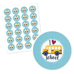 Big Dot of Happiness Back to School - First Day of School Classroom Decorations Circle Sticker Labels - 24 Count