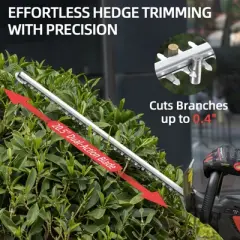 SUGIFT 20V Cordless Hedge Trimmer with 20.5" Dual-Action Blade, 4.0Ah Lithium Battery & Charger, 2400SPM Electric Bush Cutter with Rotating Handle