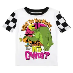 Looney Tunes What Do You Mean No Candy Youth Boy's Black & White Checkered Short Sleeve Shirt & Sleep Pants Set