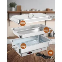 2 Pack Electric Chafing Dish Buffet Set, 9QT Food Servers and Warmers, Stainless Steel Commercial Catering Food Warmers for Party Wedding Banquet
