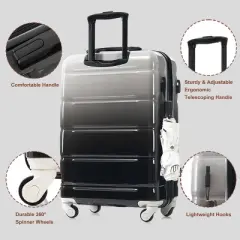Lightweight Spinner Luggage Set with USB Charger and TSA Lock for Travel and Business 20" 24" 28" Inch - Cuddlewood