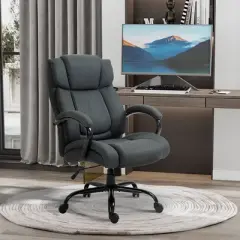 Vinsetto High Back Big and Tall Executive Office Chair 484lbs with Wide Seat Computer Desk Chair with Linen Fabric Swivel Wheels Charcoal Gray