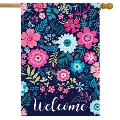 Bright Floral Spring House Flag Welcome Flowers 28" x 40" Briarwood Lane