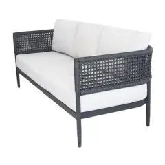 International Concepts Woven Abaca Rope Outdoor Patio 3 Seater Sofa with Cushions