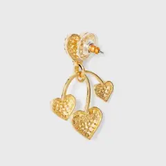 SUGARFIX by BaubleBar Rhinestone Heart Drop Earrings - Gold