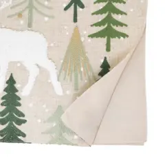 Saro Lifestyle Christmas Trees And Deer Table Runner, 16"x70", Natural