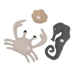 THE LICKER STORE Edisto Coastal Seashore Chenille Squeaky Stuffed Dog Toy Set with Nosework Toy (3-Pack)