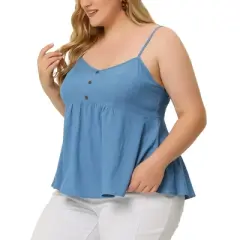 Agnes Orinda Plus Size Camisole for Women Peplum Adjustable Strap Tank Tops