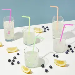 Stockroom Plus 500 Pieces Individually Wrapped Flexible Drinking Straws (7.75 In, Neon)