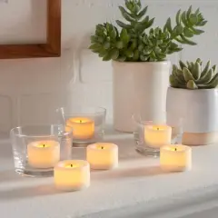 6pk LED Tealight Flameless Black Wick Candle Cream - Threshold&trade;