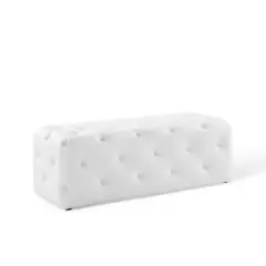 48" Amour Tufted Button Entryway Faux Leather Bench White - Modway