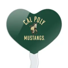 Cal Poly Mustangs Logo Heart Love Cupcake Picks Toppers Decoration Set of 6